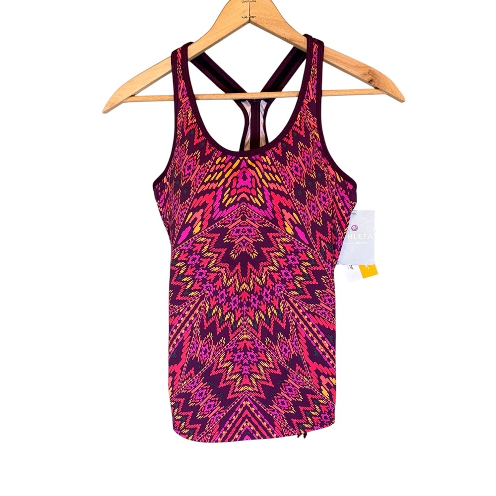 New Athleta Cayo Ready to Run Tankini Swim/Performance‎ Top Sz S Pink/Purple
